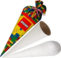 Ferocity, školní kornout se jménem, 70 cm, cukrový kornout pro zápis do školy, pro chlapce - Bloky [149]