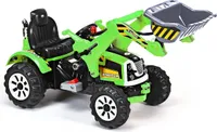 12V Kinder Sitzbagger, Kinderbagger mit Schaufel & Hupe, Kinderauto Bagger, Aufsitzbagger elektrischer Sandbagger, Schaufelbagger, Trettraktor für Kinder ab 3 Jahre, bis 30kg belastbar (Grün)