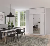 Schwebetürenschrank Kleiderschrank Schrank mit Spiegeln  150cm und Aufsatz 150/45/61cm Weiß/Weiß  Vista 01
