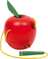 Small Foot 2646 Fädelapfel aus Holz, mit Wurmschnur, mehrfarbig (1 Stück)