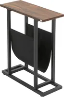 HOMCOM Beistelltisch mit Stofftasche, Couchtisch, Sofatisch mit Stahlrahmen, Nachttisch, Kaffeetisch für Schlafzimmer, Wohnzimmer, Dunkelbraun+Schwarz, 49 x 19 x 55 cm