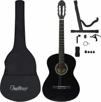 vidaXL 12-tlg. Klassikgitarren-Set für Anfänger Schwarz 4/4 39"