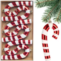 BRUBAKER Baumschmuck Zuckerstangen - 6X Weihnachtsbaumschmuck - 14 cm Christbaumschmuck Kunststoff - Weihnachtsdeko für Weihnachtsbaum, Rot Weiß