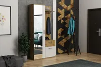 Beautysofa Garderobenschrank Just, Schrank mit Spiegel, Garderobe mit Scharniertür, 2-türig, mit Schublade (Farbe: Weiß + Artisan)