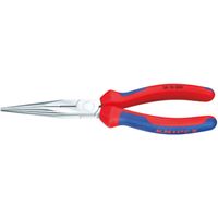 Knipex 261-5200 Flachrundz.200mm mit Schneide, gerade Backen, rot/blau