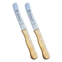 SMI Brötchenmesser Buttermesser Wellenschliff Buchenholz Frühstücksmesser Buckelsmesser