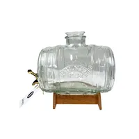 KADAX Fass mit Hahn, fassförmiger Getränkespender aus Glas 1-3L