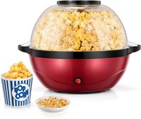 5L Popcornmashine, 850W Popcorn Maker mit Rührwerk aus Rostfreiem Stahl, Popcorn Maker Machine mit Abnehmbarem Deckel & Antihaftbeschichtung & Messbecher, für Filmabend & Party