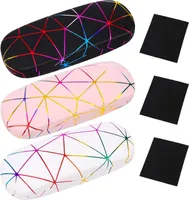Camptrip 3 Stück Brillenetui Hardcase, Brillenetui Personalisiert Groß Tragbar Brillentasche mit Brillenputztuch für damen Brillen Sonnenbrille