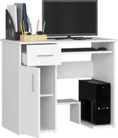 PC-Schreibtisch AKORD JAY Weiß Schublade und 3 Ablagen B90 x H74 x T50 cm