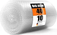 BigDean Premium Luftpolsterfolie Rolle 80 my 3-lagig 10m x 0,40m ideal als Verpackungsmaterial – extra starke & robuste Noppenfolie –  Germany