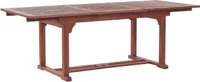 BELIANI Stół jadalniany ogrodowy ciemne drewno akacjowe bordowy 160/220 x 90 cm rozkładany otwór na parasol rustykalny