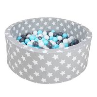 Knorrtoys Bällebad soft - "Grey white stars" - 300 balls creme/grey/lightblue