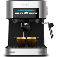 Cecotec Kaffeemaschine Power Espresso 20 Matic. für 1-2 Tassen,20 bar, 1'5 L,Siebträger mit Doppelauslauf, Milchaufschäumdüse, Tassenabstellfläche, 850 W, edelstahl