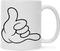 Bedruckte Tasse mit Motiv Hände : Shaka Weiß
