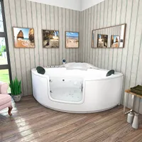 Whirlpool Pool Badewanne Eckwanne Wanne W60H 140x140cm mit Tür Walk-in-Pool