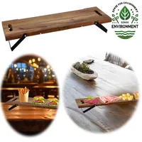 LS-LebenStil XXL Akazie Serviertablett 67cm klappbar Griff Tapas Holz-Tablett Deko-Tablett Frühstückstablett Betttablett Servierbrett Lebensmittelecht