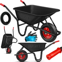 MASKO® Schubkarre Bauschubkarre Gartenschubkarre 100 Liter bis 250kg Luftreifen mit Stahlfelge verzinkt Stahlrahmen Garten Karre Schiebkarre Transportkarre inkl. Arbeitshandschuhe