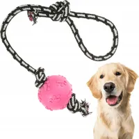 Hundespielzeug Ball mit Laschen an einer Schnur mit einer Glocke fetch tugger