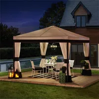 Mucola Pavillon 3x3m Gartenzelt Faltpavillon Partyzelt Sonnenschutz Pergola Moskitonetz Fliegengitter Gartenüberdachungen Event Festival