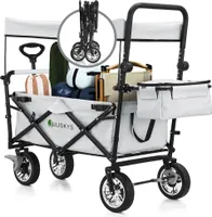 Juskys Bollerwagen mit Dach & Tasche - Wagen bis 120 kg belastbar - faltbar - Hellgrau
