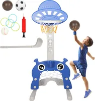 Lospitch Basketballkorb 4 in 1 Kinder Basketballständer Höhenverstellbar Basketballanlage Spielplatz Fußballtor Golf Wurfring
