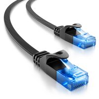 deleyCON 10m CAT6 flaches Patchkabel Flachkabel Netzwerkkabel LAN Kabel Schwarz