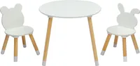 FCH Kindertisch mit 2 Stühlen, Kindersitzgruppe, Sitzgruppe für Kinder, mit Kiefer Beine Kindermöbel für Kinderzimmer Kindergärten Weiß