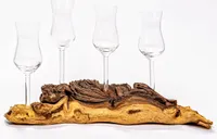 4er Schnapsgläser/Grappagläser/Grappawurzel edel auf einer Wurzel aus echtem Holz. Jedes Stück ein Unikat! Perfekt geeignet als Vatertagsgeschenk