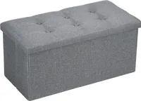 Jopassy Sitzhocker sitzbank faltbar mit Stauraum, Aufbewahrungsbox, Deckel abnehmbar 76x38x38cm Grau
