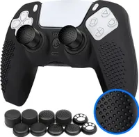 MMOBIEL Silikongummi-Anti-Rutsch-Überzug für PS5 DualSense Controller, schwarz