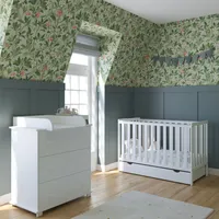 ZEEBRA - Babybett Wickelkommode Bambi mit Schublade, Geländer, Wickeltisch, Weiß