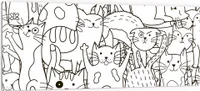 DEQORI Küchenrückwand Glas 125x50 cm 'Comic-Katzen' Spritzschutz Bad Rückwand