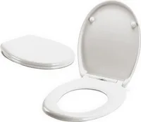 MSV WC Sitz Toilettendeckel Duroplast mit Absenkautomatik und auf Knopfdruck abnehmbar zur Reinigung in Weiß – Easy Fix Clip System