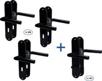 Langschildgarnitur BB + WC Conte edelstahl schwarz 4er Set