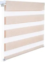 WOLTU Doppelrollo, Klemmfix ohne Bohren, Holzlook, Natur, 80x150cm (BxH)