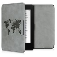 kwmobile Hülle kompatibel mit Amazon Kindle Paperwhite Hülle - Kunstleder Cover - Travel Umriss Grau