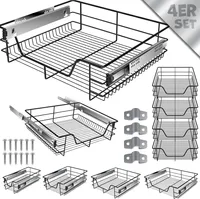 KESSER® Teleskopschublade ✓ Küchenschublade ✓ Küchenschrank ✓ Korbauszug ✓ Schrankauszug ✓ Vollauszug ✓ Schublade, Schwarz, 4x 60cm