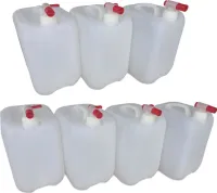 7 x 10 L 10 Liter Wasserkanister Kanister lebensmittelecht dicht + 7 x Hahn DIN45 (7x10knn45 + 7xH.45)