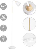 Anten LED Stehlampe Wohnzimmer E27 360° Schwenkbare , Leselampe für Sofa Schlafzimmer | Metall Stehleuchte Weiß mit Höhe 159cm (ohn Leuchtmittel)