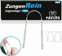 TongueClean Čistič jazyka Škrabka na jazyk z nerezové oceli Kartáč na jazyk Ayurveda [2 ks]