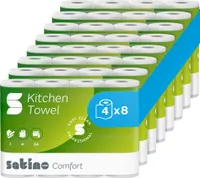 Satino Küchenrolle 2-lagig – extrem saugstark, extra reißfest & besonders nachhaltig - 100% Recyclingpapier –  Germany - 8 x 4 Rollen