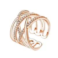 Fingerring, mehrschichtige Strasssteine, Schmucköffnung, verstellbarer Ring, Schmuckzubehör-Roségold