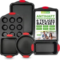 NutriChef 6-Teiliges Backform Set 6-Teilig Antihaft – Stapelbare Backzubehör für Küche, als Backblech für den Ofen oder Gefrierschrank