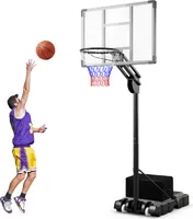 COSTWAY Basketballkorb mit Ständer, 2 Rädern & Gewichtssack, Basketballständer 135/143-305cm höhenverstellbar mobil