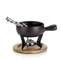 kela 16640 Käsefondue-Set Country, schwarz/natur, 10-teilig (1 Set)