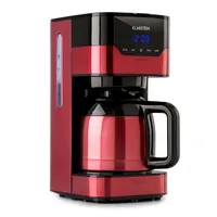 Klarstein 1,2 L Kaffeemaschine mit Timer, Filtermaschine für 12  Tassen, 800 W Filter Groß, Filterkaffeemaschine mit Edelstahl-Thermoskanne  für Kaffee, Rot/Schwarz