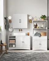 VASAGLE Waschbeckenunterschrank, Unterschrank, Badezimmerschrank, 30 x 90 x 60 cm, 2 Türen, Badschrank, offene Fächer, höhenverstellbare Ablagen