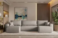 Sofa w kształcie U CAPRI narożnik tkanina Neve ciemnobeżowy