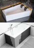 BADLAND Eckbadewanne Rechteck Badewanne Intima für zwei Personen RECHTS 180x125 mit Ablaufgarnitur, Füßen und Styroporverkleidung GRATIS ohne Kopfstützen